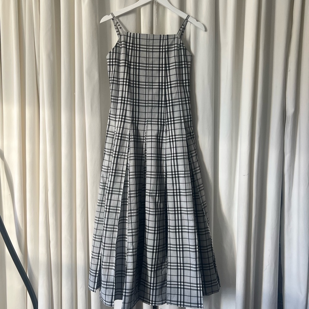 NWT MOUSSY Plaid Pleated Midi Dress 1 S